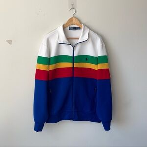 Polo Ralph Lauren Striped Double-Knit Track Jacket Men’s L Multicolor Stripe
